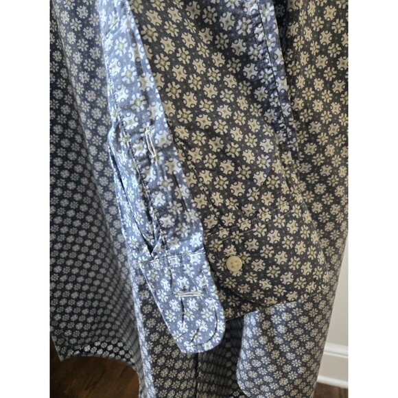 Sid Mashburn Men's Sz L  Blue White Geometric Button Down Sport Shirt Casual - Picture 5 of 11